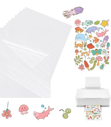 30 Feuilles Autocollantes Transparentes A4 - Imprimable Jet D'Encre