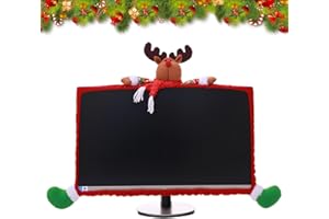 LUVDECO Weihnachten Computer Bildschirm Abdeckung 19-27 Zoll Elastische Weihnachten Monitor Border Abdeckung Weihnachten Computer Monitor Dekoration für Laptops TV LCD PC Monitor Display Rahmen (Elch)