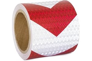 XFXIA Ruban réfléchissant rouge/blanc - 20 cm x 10 m - Étanche - Bande d'avertissement autocollante - Ruban d'avertissement concis pour véhicules, voitures, remorques, extérieur