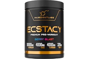 ‎MAXEDOUTLABS ECSTACY Pre Workout Booster - Premium Pump Booster & Trainingsbooster | Hochdosiert | Pre Workout | für Fitness & Gym | Fitness Pulver Energy | Hardcore Trainings Pre-workout (Beere)