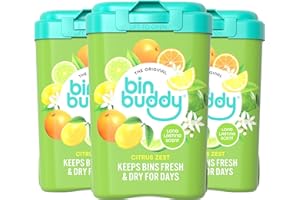 Bin Buddy Citrus Bin Freshener Powder 450g, Pack of 3 - Leaves Your Bin Smelling Great – Suitable for Indoor Kitchen, Bathroom, Food Waste Bins and Outdoor Wheelie Bins