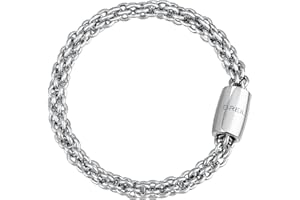 Breil, Collezione Magnetica, Bracciale Small Breeze, con Catena Intrecciata in Acciaio Lucido Specchiato, Pratica Chiusura con Magnete, Misura 19 Cm, Colore Silver