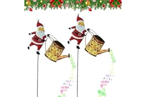 KOUAMOR Linterna solar de Santa-regadera, Papá Noel con regadera, IP65 regadera de Navidad, luces solares de Papá Noel de Navidad, cadena de luces LED solares de Papá Noel regadera (A*2)