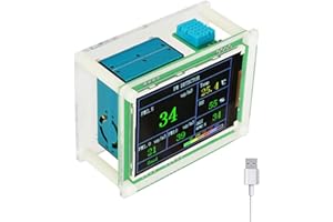 HAKEETA Air Quality Detector, PM2.5 Air Quality Monitor Meter Multifunctional Testing PM1.0, PM10.0, PM2.5, AQI, Temperature, Humidity, Particulate Matter for Home, Office, Car, Outdoor, Indoor.