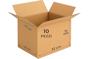 G.M. DISTRIBUZIONE GM 10 Scatole Cartone Avana 32x22x15 h cm - Mono Onda Resistenti per Imballaggio, Spedizioni e E-Commerce - Cartoni Trasloco e Packaging Riciclabile, Vari formati, Ideali per Uffici e Aziende