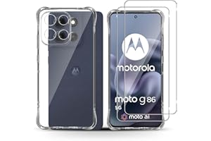 Holilo Hülle +2 Stück Panzerglas Schutzfolie für Motorola Moto G86/G86 Power 5G, TPU Handyhülle Anti-Kratzer Dünn Schutzhülle 9H Härte Glas Displayschutzfolie Rundumschutz