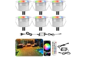 INDARUN Lampe au Sol Spot Encastrable+Wifi contrôleur-Lumière RGBW (RGB+Blanc Chaud) étanche IP67 Ø31mm-éclairage pour terrasse, patio, chemin, mur, jardin, décoration, intérieur et extérieur