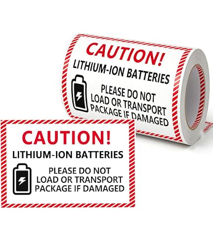 Lithium Ion Battery Labels, Large 4.375 X 4.75 Adhesive Labels