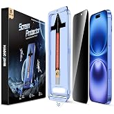 MAGIC JOHN Anti-Spy Screen Protector for iPhone 16 2 Units | 9H Tempered Glass, Easy Installation Frame, Privacy, Self-Alignm