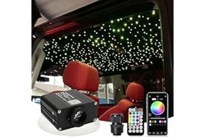 Callsky Upgraded 16W Starlight Headliner Kit Twinkle&Sound Activated 600pcs 0.03in 9.8ft Cable Fiber Sound Activated APP/Bluetooth Remote Control Fiber Optic Light for Car Roof Home Ceiling