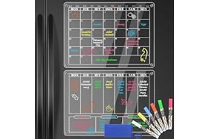 ‎POPRUN POPRUN Acryl Kalender für kühlschrank, magnetisch Wochenplaner und Monatsplaner abwischbar, Magnettafeln Familienplaner, Planungstafeln, Haushaltsplaner, To Do Liste und Memoboard 40×30 cm auf Deutsch