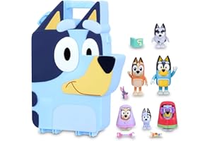 Bluey - Collector Case con Figuras, Caja de colección de la perrita 6 Figuras artiguladas de la Serie de Dibujos Infantil y 4 Accesorios, para niños y niñas +3 años, Famosa (BLY52000)