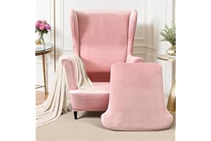 Mingfuxin Wingback Chair Covers 2 Piece Set Stretch Wing Chair Cushion Sofa Slipcover, Removable Velvet Wing Back Armchair Slipcovers Furniture Protector for Living Room Bedroom Hotel
