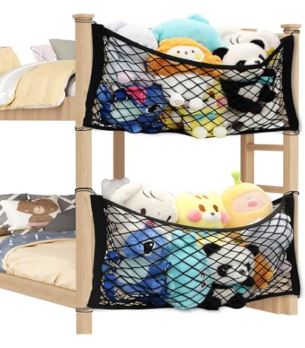 Kuscheltierhalter Wand 2 Stck Kuscheltier Aufbewahrung Netz Bettseite   Stofftier Organizer 70x30 Cm Schwarz, Hngend Elastisch, Spielzeug Netz Fr  Kinderzimmer