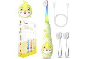 ‎TEETECK Teeteck Elektrische Zahnbürste für Kinder Baby ab 1-6 Jahren Kinderzahnbürste Elektrisch mit Regenbogen-LED-Licht, mit 2 Bürstenköpfen, Magnetisches USB-Ladekabel, IPX7 Wasserdicht, SG2139
