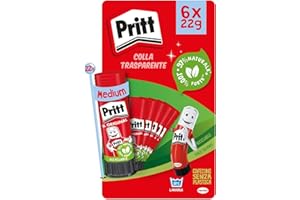 Pritt Colla Stick 6 x 22g, Colla Pritt sicura e affidabile, Adesivo per lavoretti e fai da te, con una tenuta forte per uso scuola e ufficio, 6 stick x 22g