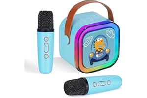 DYNASONIC A29. Karaoke con due microfoni. Altoparlante Bluetooth Karaoke per bambino Giochi elettronici per bambino da 3 a 15 anni (Dinosauro)