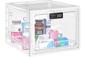 EYSCOTA Lockable Medicine Box, Lockable Medicine Storage Box, Large Lock box for Medicine, Phone, Food and Home Safety Transparent