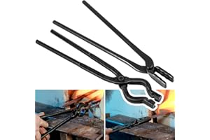SIXCOW Blacksmith Tongs Set Knife Making Tongs Wolf Jaw V-Bit Tongs Starter Beginner Bladesmith Anvil Vise Forge Tool Kit (2 Tongs)