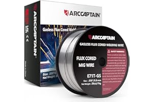 ARCCAPTAIN ARCCAPTIAN Fülldraht 0,8mm 1KG E71T-GS MIG Schweißdraht für Schweißgerät ohne Gas MIG/MAG FLUX Schweißdraht with TÜV Geprüft, D100 Drahtrolle mit 20mm Dorn