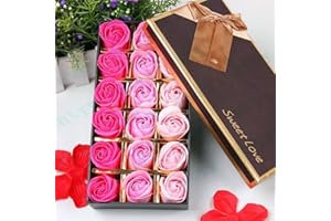 Cisixin 18 Pezzi Bagno profumato Fiore Bagno Corpo Sapone Petali Di Rosa in confezione Regalo(Rosa)