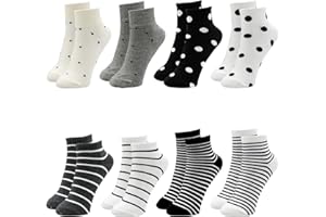 Soleeya 8 Paia Calzini Donna Corti con Righe Pois, Multicolori Calzini Corti Donna Cotone 34-39 Traspirante Sportive Calze Donna Corte, Morbido Corti Calzini Ragazza da Tempo Libero, Sport, Fitness