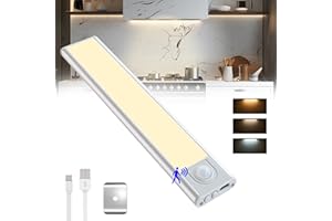 WEKRIGH Luce Armadio LED con Sensore, 4 Modalità, 36 LED Magnetica USB Ricaricabile Sottopensile per Cucina, Corridoi, Garage, Guardaroba, Scale, Letto (20cm)