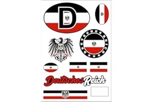 aprom Deutsches Reich Aufkleber Karte Stickerbogen - PKW Auto Motorrad Biker Flagge Fahne Tuning