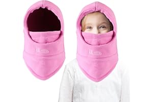 AYPOW Passamontagna Invernale in Pile Termico Bambini 4-9Anni, Maschera da Sci Multifunzionale Antivento Regolabile, Berretti Cappello in Pile Caldo Cappuccio Scaldacollo Sciarpa per Ragazzi Ragazze