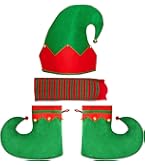 Cappello Elfo Natalizio Amscan Verde/rosso 35,6x27,9 Cm - Accessorio Festa Adulti Taglia Unica - Perfetto Per Natale