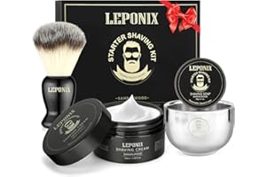 LEPONIX Shaving Kit for Men - Include Shaving Soap, Cream, Brush and Bowl - Gift Set for Dad, Husband, Boyfriend - Ideal for Birthday, Christmas, Fathers Day, Valentines & Secret Santa Stocking Fillers