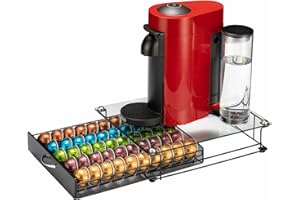 Rice rat Vertuo - Cassetto porta capsule per Nespresso, con vetro, per armadietto, Vertuoline, per bancone (classe 50 cialde (con manico))