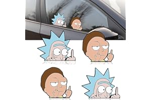 GEFIRE 4 Pz Reflectantes Rick y Morty Pegatinas Coche, Pegatinas Anime, Pegatinas Moto, Pegatinas Coche Exterior, Pegatinas Coche Familia Para Coches, Cuadernos, Ventanas, Etc