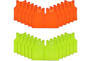 ASMIZ Football Bibs for Adult Youth, 24 Pack Sports Training Mesh Bibs, Practice Vest Pennies for Soccer Basketball Football Volleyball - (Orange and green)
