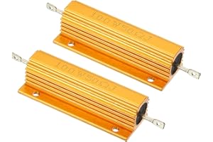 PATIKIL 2 Stück 100W 50 Ohm Aluminium Hülle Widerstand Gehäuse Draht Widerstände Schraube Tap Leistungswiderstand Goldton