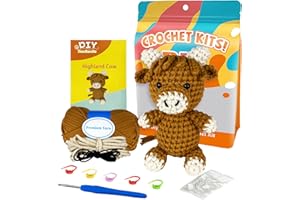 Outbit Kit per Animali All'uncinetto, set completo all'uncinetto con tutorial video passo-passo, Regali fai da te per adulti e bambini (Highland Cow)