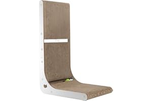 MEEYUU L Shape 60CM Cat Scratcher, Poils bebe Cat Scratchers for Indoor Cats, Protecting Furniture Cat Scratch Pad, Cardboard Cat Scratching with Ball Toy, Large (White)