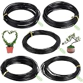 SUPAWAY 5 Rolls Bonsai Wire Aluminum Garden Wires for Bonsai Shaping, 5-Size-0.04/0.1/0.1/0.1/0.1/0.12 inch (Black, 164 Feet