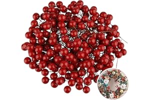 PLULON 200 Piezas de Bayas de Acebo Rojas de Navidad Guirnaldas de Bayas Artificiales Suministros para Hacer Manualidades Guirnaldas navideñas Decoraciones para árboles de Mesa (200)