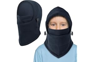 TAGVO Cagoule Balaclava de d'hiver Enfants de 4 à 10 Ans, Multifonction Cagoule Coupe-Vent Cache-Cou Masque De Ski Facial en Polaire Bonnet Cagoule Balaclava Enfant pour activité de Plein air