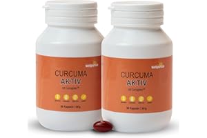 WELLPURSAN GMBH Wellpursan Curcuma Active (2 x 60 Capsules) - Turmeric Capsules High Dose with 185x Higher Bioavailability Thanks to Curcurgreen© - Turmeric with Vitamin B12 & B6 - 100% Vegan & Vegetable
