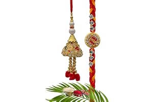 WDK Unique- Rakhi for Brother /Bhai Rakshabandhan Bhaiya Rakhi and Bhabhi Lumba Set with Roli Chawal and Chocolate Sweet