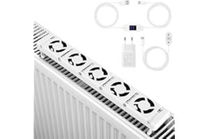Ollewiellan Radiator Fan with 5 Improved Fans, Radiator 1-Piece, a Smart Radiator Booster for Heaters, Saves Energy and Heating Costs