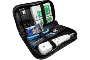 Retoo Zestaw narzędzi sieciowych 4 w 1 ze szczypcami zaciskowymi i narzędziem do ściągania izolacji, zestaw do testowania kabli RJ45, RJ11, RJ12, szczypce zaciskowe, narzędzie do testowania sieci