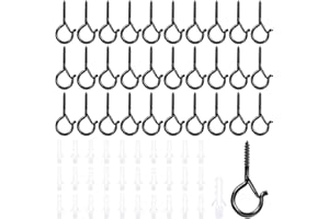 AETHERAURORA 30 Pezzi Ganci a Vite per Legno, Ganci Avvitabili, Vite a Gancio in Acciaio Inox, Occhielli a Vites, Gancio a Soffitto a Vites in Metallo, per Cestini di Piante, Campanelle, Lanterne, Catene Luminose