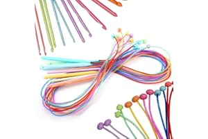 Coopay Kunststoff Tunesische Häkelnadeln Set, 12 Stück Bunt Tunesisch Häkelnadel mit Seil, Afghan Häkelnadeln Perfekt für Weaving Babydecke Kissenbezüge Pullover Schals Große Projekte (3,5-12mm)