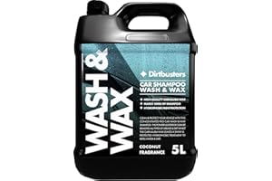 Dirtbusters Car Shampoo & Wax, Deep Cleaning Wash With A Carnauba Waxed Glossy Shine Finish, To Clean & Detail All Vehicle Exteriors, PH Neutral Coconut Fragrance (5L)