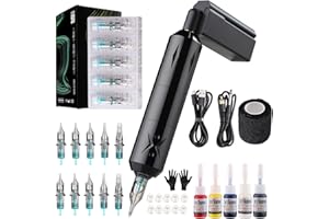 STIGMA Wireless Tattoo Maschine Set Rotary Komplettset mit 50Pcs Patronen Nadeln Power Supply Batterie für Anfänger und Künstler (Schwarz)