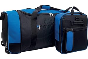 iN 32” Holdall with Wheels – Foldable Wheeled Holdall – Bag with Wheels - Lightweight - Luggage/Suitcase – Extra Large - Wheeled Travel Bag - Weekender Bags – Duffle Bags (Black/Blue) 80L