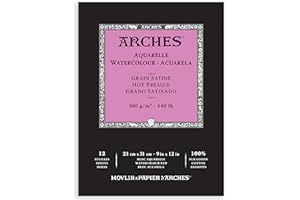 Arches- Blocco Enc 23x31 12H Aquarelle 100% Satin 300g Blanc Nat, Colore Bianco Naturale, A1795097